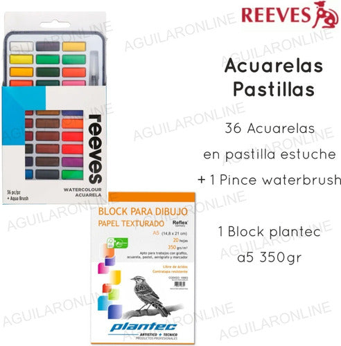 Reeves Watercolor Set 36 + Plantec Block 1