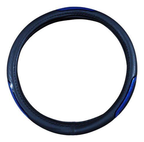 HD Reflective Blue Black Steering Wheel Cover 38cm for Car Truck 0