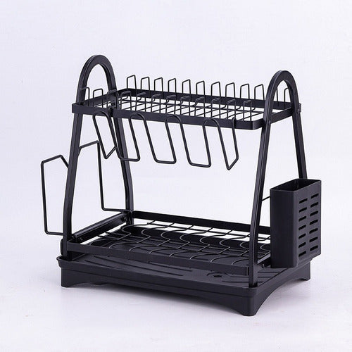 Generic Dish Drainer with Cup Holder and Cutlery Holder - Metal 3