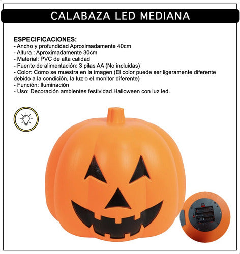 JBIM Calabaza Luz Led Pack X 2 Decoracion Adorno Halloween 2