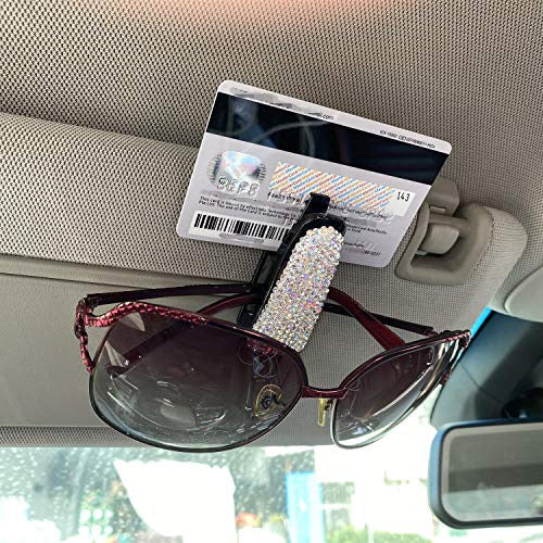 Jojoy Lux 2 Pcs Car Glasses Holder Universal Car Visor Sunglasses Holder Clip Bling Bling Eyeglasses Hanger And Ticket Card Clip Eyeglasses Mount For Car 2