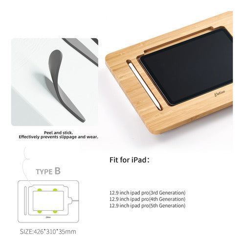 ELETIUO Bamboo Wood Drawing iPad Stand 1