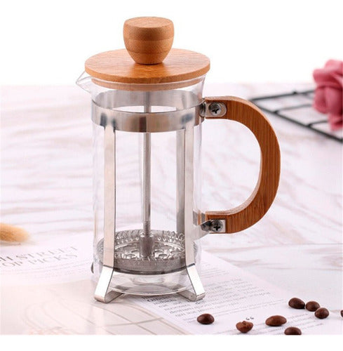 Cafetera Francesa Prensa Émbolo Piston Bambú 600ml 6 Tazas ® 1