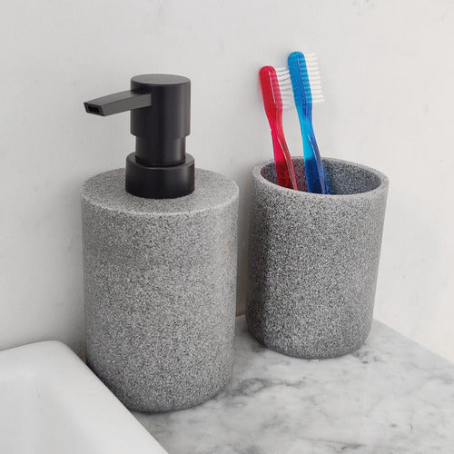 Liquid Soap Dispenser Set + Resin Cup for Bathroom 1