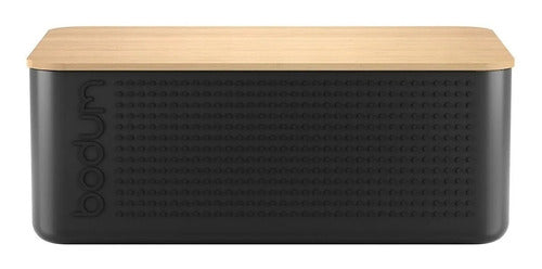 Bodum Bistro Black Bread Box with Bamboo Double-Use Lid 0