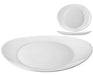 Levys Bazar Set of 6 Oval White Dessert Plates, Tempered Glass, 22cm 0