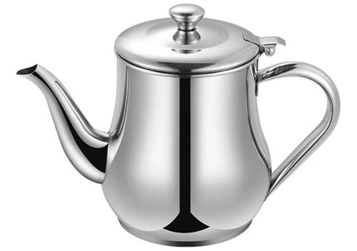 Bazar Casa Greco Stainless Steel Teapot 750 Ml for 3 People with Steel Handle and Drip-Free Spout 0