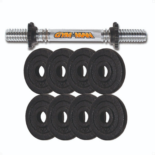 Gymman 1 Chrome Dumbbell with 10kg Cast Iron Discs 0