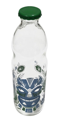 1 Liter Glass Bottle with Design Lid 1