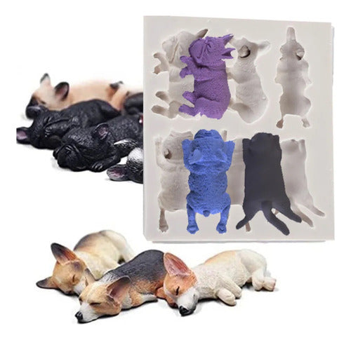 Molde De Silicone Gatos E Cachorros Deitados 0