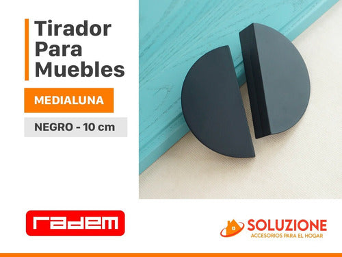 Radem Tirador Mueble Medialuna Acero Negro Premium 1