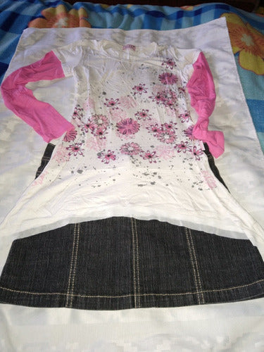 Bucci Combo Jeans Skirt + Long Sleeve Blouse 0