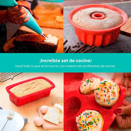 Complete Silicone Baking Set Kitchen Pastry Molds Muffins Piping Bag Flan Mold Spatula Brush Oven 2