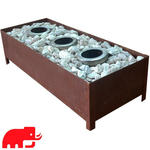 Mamut Iron Fire Pit with 3 Burners and Volcanic Rocks 50cm 9