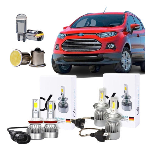 C6 Cree LED Lamp for High and Low Beams T10 Ford Ecosport 2014 0