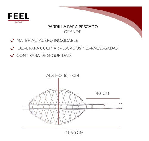 Feel Bazar Parrilla Pescado Carne Asador Reforzadas Asado 1