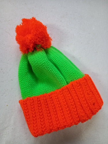 Fluorescent Thick Wool Beanie with Pompom CY10 1