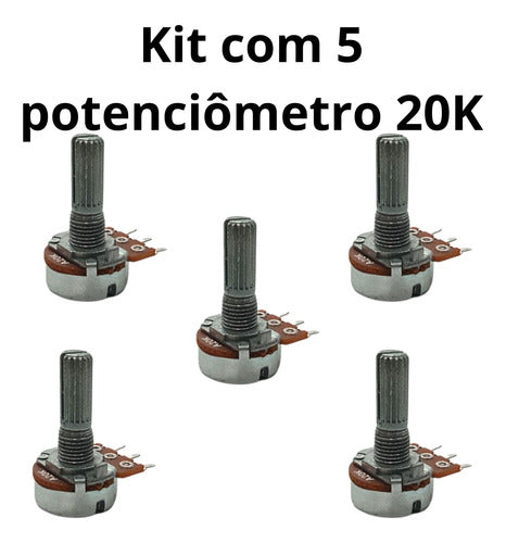 Kit Com 5 Potenciômetro Linear A20k 20mm  Envio Já Novo 2