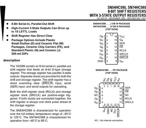 Elumiled 10x Integrated 74HC595N 8-bit Serial-in Serial Parallel-out 1