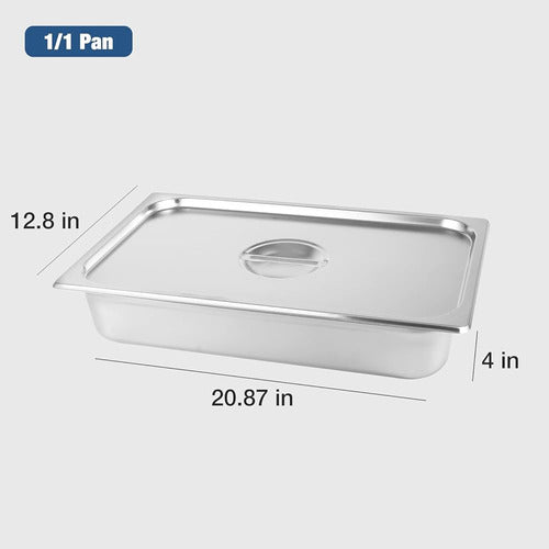 Restlrious Hotel Full Size Stainless Steel Steam Table Pan with Lid 1