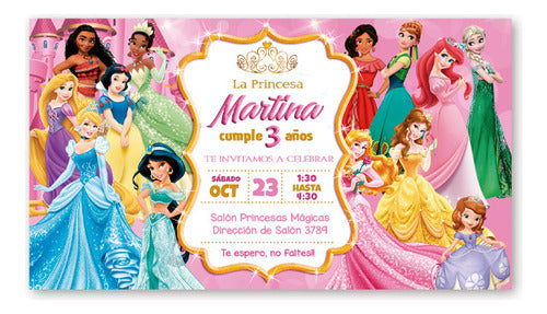 DIGICOSAS Digital Birthday Invitation Card - Princesses in 2 Formats 0