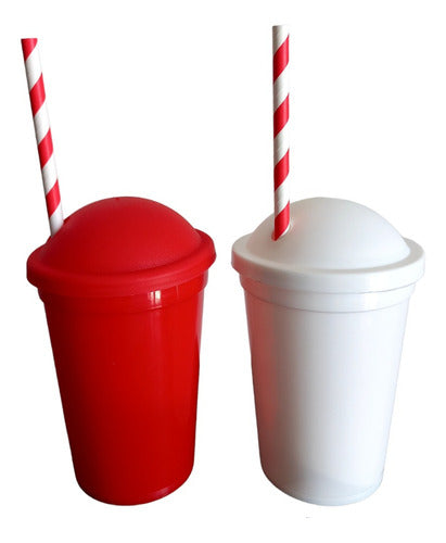 Milkshake Cups Souvenirs with Colorful Straws X 40 Units 2