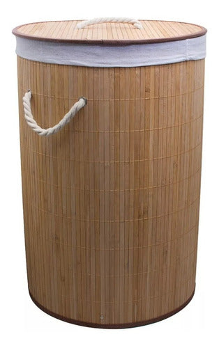 Cesto Para Ropa Plegable Bambu Organizador Tapa Eco Friendly 4