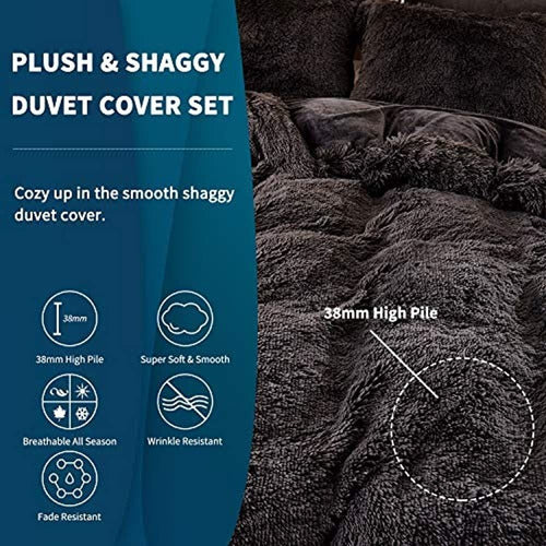 HAOK Plush Duvet Cover Set - Fluffy Comforter Bed Set 2