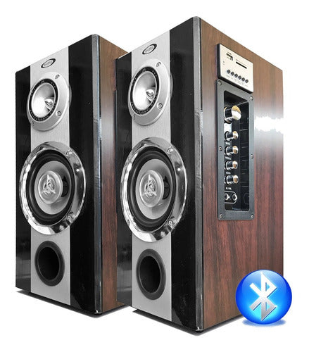 Sanrai Powered Speaker Pair Columns Mic-USB-SD 0