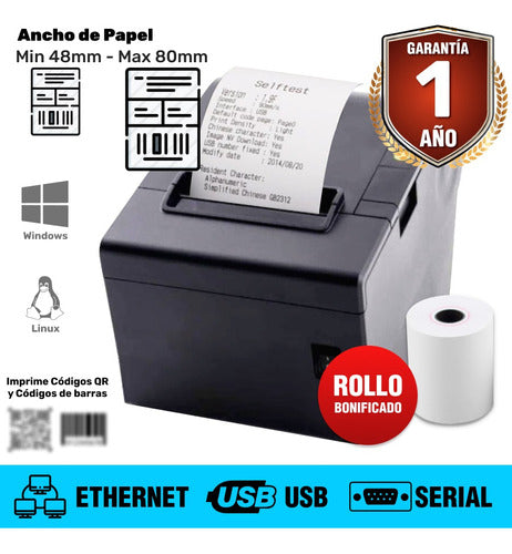 HPRT TP806L Thermal Receipt Printer 3-inch Similar to Epson Tmt20 III Autocut RS232 1