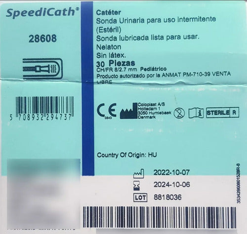 Sonda Urinaria Pediatrico Coloplast  Speedicath 28608 X 60un 1