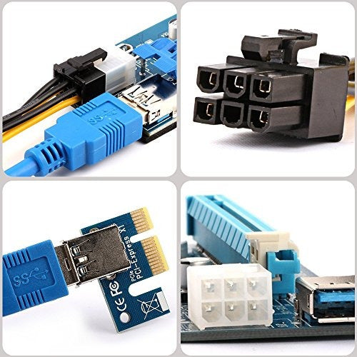 Leboo 6-Pack PCIe Riser Ver 007 PCI Riser 6 Pin Adapter Card 4