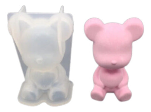 Silicone Bear 3D Mold with Love Heart - 001s10 0