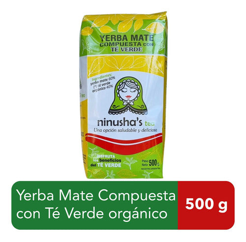 Ninusha's Tea Yerba Mate Con Té Verde Orgánico X 500 Gr 0