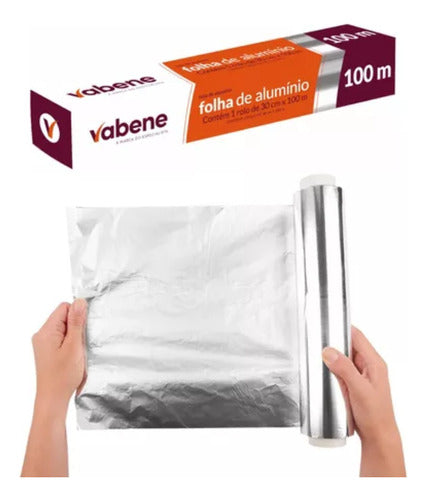 Kit 2 Folhas De Papel Aluminio Rolo 30cm X 100m Vabene 1