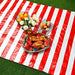 Blulu Red White Stripes Tablecloths Set with Balloons 4