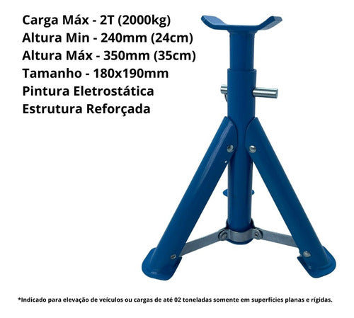 2 Cavaletes Preguiça De Apoio Carros Até 2t Cada Retrátil 5
