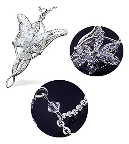 XHBTS 2 Set Lord of The Rings Elven Leaf Aragorn Arwen Evenstar Pendant Necklace with Box 2