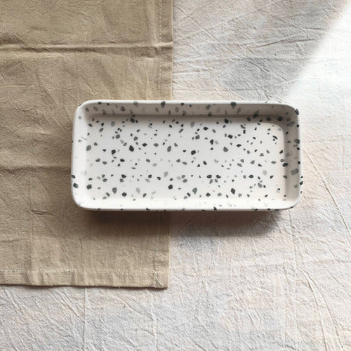 Trendy Corner Rectangular Ceramic Tray - Terrazo - Paxos - M 5