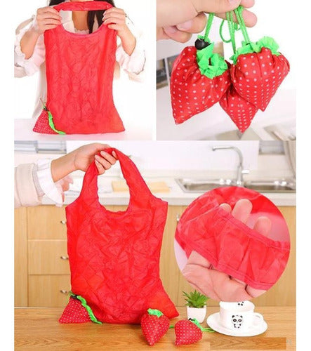 Foldable Strawberry Shopping Bag x50, Holds up to 15kg, Microcentro 6