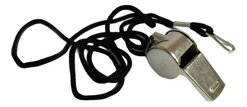 NQ Chrome Lifeguard Whistle with Neck Cord 0