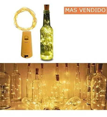 Set X24 Tapon Luminoso Led Botella Vino Luz Alambre Calida 5