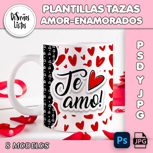 Plantillas Tazas San Valentín/ Enamorados Sublimación/ 1