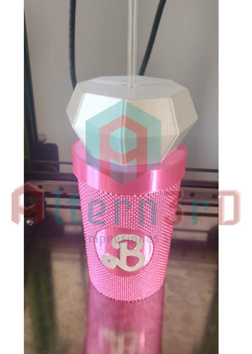 3D Printed Barbie Motif Cup with Reusable Straw - 300cc 4