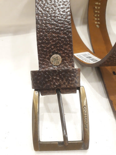 Agustino Cueros Embroidered Leather Belt with Herringbone and Cross Design 2