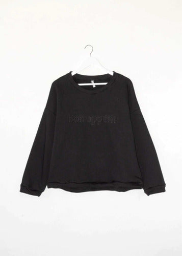 Naa Boutique Basic Straight Sweatshirt with Round Collar Embroidery in Plus Sizes 5