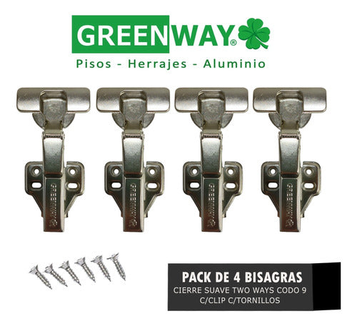 Greenway Bisagra Cierre Suave Codo 9 Cazoleta 35 Mm Pack 4 U Two Ways 1