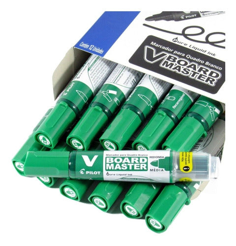 Pilot V Board Green Rechargeable Marker Box of 12 1