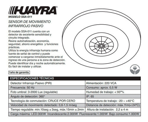 Huayra Infrared Motion Sensor 360° Indoor for LED 3