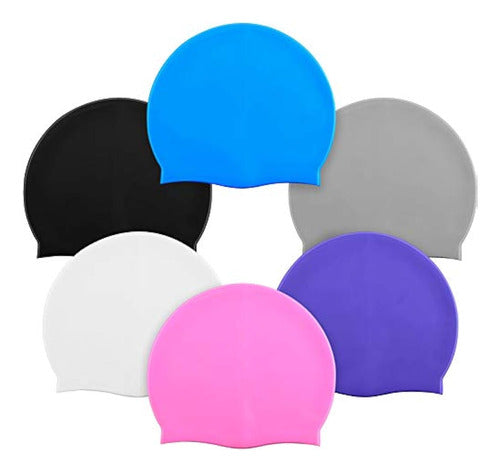 Syhood 6 Pieces Unisex Silicone Swim Caps for Adults 0